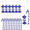 HERZONE 18 Decorazioni per Albero di Natale, Bastoncini di Zucchero Blu e Caramelle in Plastica, Classico