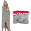 Fouvin Shark Blanket - Coperta portatile, regalo per donne, bradipo in flanella, soffice, con cappuccio, coperta per TV, coperta per divano, da indossare per uomo e donna, 150 x 130 cm