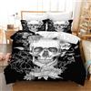 Leleyouzer Copripiumino Teschio 135×200 cm,Motivo Teschio Gotico,Set Biancheria da Letto Teschio con Due Federe 50×75 cm(S5)