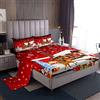 Loussiesd Set di lenzuola natalizie per bambini, per letto matrimoniale, Babbo Natale, pupazzo di neve, per ragazzi, ragazze, bambini, Natale, buon anno con tasca profonda, lenzuolo con angoli, rosso, bianco,