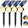 nipify 4 Pezzi Faretti Solari a Led da Esterno, 3 Modalità Luci Solari da Giardino Potenti, Impermeabile Lampade Solare per Patio, Garage, Cortile, Parete, Prato (Bianco Caldo)