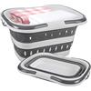 Sonhomay Cesto portabiancheria pieghevole in plastica da 50 litri con manici pieghevoli, cestino portatile salvaspazio per lavanderia, 50 x 38,6 x 29 cm