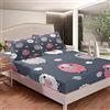 Loussiesd Set di lenzuola con angoli e federe per cuscino con pecore per bambini, ragazzi, ragazze, graziose nuvole, grigio, rosso, bianco, 3 pezzi, king size, senza lenzuolo