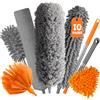 GIBOHOM 10 Pezzi Spolverino Telescopico, Lavabile Togli Ragnatele Allungabile 27-255 CM, Spolverino per Polvere Microfibra per Pulizia Tetti Interni, TV, Ventilatori a Soffitto, Ragnatela