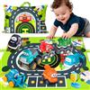 lerrbo 6 veicoli con rimorchio, mappa e semaforo giallo, tappetino da gioco e borsa portaoggetti, giocattoli per bambini di 1, 2 e 3 anni, regalo di compleanno per bambini di 1, 2 anni.
