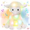 Hopearl Peluche a LED musicale di agnello di Pasqua, pecora, canto di peluche, regolazione del volume, per bambini, bambini, ragazze, bianco, 28 cm