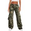 XUSAI Jeans Cargo mimetici Larghi a Vita Alta da Donna Pantaloni Casual in Denim a Gamba Dritta Tattica Allentata,Verde,S