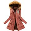 MISSMAO Donne Giacca Lungo Parka con Cappuccio di Pelliccia Ecologica Coulisse Cappotto Calda Maniche Lunghe Rosa Scuro XS