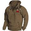 Generic Felpa con cappuccio, da uomo, a mezza zip, con cappuccio, a maniche lunghe, da uomo, con cappuccio, da uomo, con cappuccio, da uomo, marrone, XXL