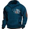 Generic Maglia a maniche lunghe da uomo alla moda con cappuccio e felpe da lavoro, da uomo, oversize, maglione da uomo, felpa da uomo, felpa senza cappuccio, Blu marino, M