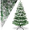 KESSER® - Albero di Natale artificiale, 140 cm, con 470 punte, decorazione natalizia, abete artificiale, montaggio rapido, incluso supporto, in polietilene (PE), colore verde e bianco - 1,4 m