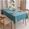BHOMTY Tovaglia antimacchia in cotone e lino Adatto per cucina, sala da pranzo e tavolini Facile da pulire Blu pavone 100 * 160cm
