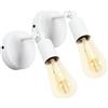 PETITES ECREVISSES Applique da parete E27 Vintage Lampada da Parete Industriale Orientabili 240° Faretti da Parete Metal Lampada da Soffitto per Camera da Letto Soggiorno Tavolo da Corridoio Max 60W (Bianco, 2 pezzi)