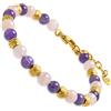 Dada Gioielli - Bracciale Con Significato Pietre Naturali Diversi Colori e Sfere Acciaio Sfaccettate 6mm 17,5+3 cm (Viola Ametista e Rosa Avventurina)