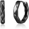Immobird Orecchini Cerchio Uomo di Nero Piccoli Cerchio Orecchini unisex 14mm per Adatto Per l'uso Quotidiano