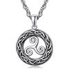 praymos Collana celtica in argento Sterling 925 con ciondolo a forma di nodo irlandese, gioiello vintage, regalo di compleanno per uomini e donne, Argento