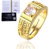 HALUKAKAH Anello Moissanite Uomo D Colore 1.0 ct Chiave Greco,Diamante da 1 Carato Coltivato in Laboratorio con Certificato,Argento Sterling Placcato in Oro 18k,Misura Regolabile,per Marito,Fidanzato