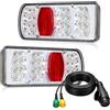Qiping Fanali posteriori rimorchio a LED a 13 poli, spina per rimorchio a 13 poli con set di cavi da 5 m, illuminazione per rimorchio 12V 24V per auto, camion, camper, roulotte, con test E
