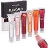 Holzsammlung 6 Bastoncini Frutta Sapore Lip Gloss, Lucidalabbra Profumate al Gusto Chiaro, Rossetto Liquido Lucido e Idratante per Labbra a Lunga Tenuta