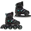 RAVEN Pattini in linea per bambini e adulti Opzionali 2 in 1 con pattini regolabili (Drill Violet/Menta con pattino, 38 - 42 (25 - 27,5 cm)
