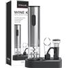 VINAK - Set vino - WINE KIT - Cavatappi elettrico a batterie in acciaio inox + tappo vino vuoto + versatore vino + tagliacapsule | Design moderno | Apribottiglie senza sforzo