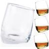 noTrash2003 4 bicchieri da whisky con fondo storto Rocking in vetro oscillante Rum Bourbon Scotch Whiskey Cognac Gin Old Fashioned Tumbler senza manico regalo 320 ml