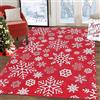 LuxFocus Tappeto in stile bohémien, 9 x 1,5 m, tappeto per soggiorno, antiscivolo, decorazione natalizia per la casa, tappeto moderno, per cucina, camera da letto, motivo fiocchi di neve, rosso, 80 x