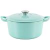 Lätt Home Cocotte in Ghisa Smaltata Verde Menta. Forno Olandese Pentola Rotonda Antiaderente 23x11 CM - 4 L. Casseruola Pentola in Ferro per Induzione, Vetroceramica e Forno