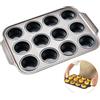 Foyucool Pieghevole Teglia Muffin in Silicone, Teglia per Cupcake da 12 Tazze, Press to Release, Tazza per Muffin in Silicone Antiaderente, Vassoio per Cupcake, Stampo per Cupcake per Torta, Grigio
