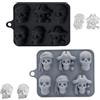 Vastsea 2 Pezzi Cubetti di Ghiaccio a Forma di Teschio, Stampo Ghiaccio Silicone Tipo Teschio 3D, Forme Ghiaccio di Halloween per Whiskey Cocktail, Dolci Cioccolato Zucchero(Nero)