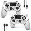 AceGamer 2 Pack Controller Wireless per PS4，Controller di gioco per PS4/Pro/Slim/PC，Gamepad Joystick con Turbo/Tasto Indietro/Doppio sensore di vibrazione/6-Axis Gyro (2 bianche)