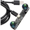 ELP Fotocamera 3D Stereo USB 120 fps Otturatore Globale 120° Nessuna distorsione Sincronizzazione Dual Lens 3200x1200 Videocamera 3D per PC, Mac, Linux, Windows