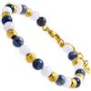 Dada Gioielli - Bracciale Con Significato Pietre Naturali Diversi Colori e Sfere Acciaio Sfaccettate 6mm 17,5+3 cm (Blu Sodalite e Bianco Giada)