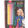 Depesche 13217 TOPModel Neon Doodle - Set di Libri da colorare con 70 Pagine in Bianco e Nero, incl. 5 Penne Gel Neon e Adesivi