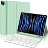 SENGBIRCH Custodia con Tastiera per iPad Pro 12,9 6ª/5ª/4ª/3ª Generazione, Layout Italiano QWERTY Rimovibile Wireless Bluetooth Tastiera, Custodia con Portapenne Supporta Ricarica, Verde Chiaro