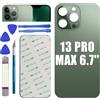 LiXiongBao Sostituzione del coperchio del vetro posteriore 13 Pro Max per iPhone 13 Pro Max Sostituzione del vetro posteriore posteriore da 6,1 '' + kit di strumenti di riparazione (Verde Alpino)