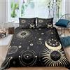 Homemissing Universe Planet Set di biancheria da letto per ragazze e ragazzi Sun and Moon Comforter Cover Galaxy Stars Copripiumino Boho Exotic Vintage Biancheria da letto matrimoniale e lino 3 pezzi