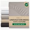 CGK Unlimited Lenzuolo con Angoli 135x190 - Cotone 400 Fili 30cm (12) - Grigio chiaro