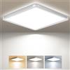 zemty Plafoniera LED Soffitto Quadrata, 3colori-3000K/4000K/6500K, Plafoniera Bagno IP44 Impermeabile, Lampada da Soffitto Moderna 24W 2800LM per Cucina, Camera da Letto, Corridoio, Balcone, Ø29CM