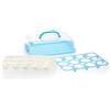 TOLIDA Contenitore rettangolare per torte in plastica PP con coperchio, con maniglia, porta uova e porta torta, per biscotti, muffin, formine, baguette, pane, uova, snack blu
