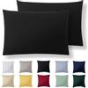 Alreya Set di 2 Federe in 100% jersey di cotone con chiusura lampo - 40 x 60 cm - Nero - Federa Cuscino, Copricuscino Divano, Federa super morbida 40x60