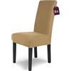 sh SCHEFFLER-HOME LIVE HOMESTYLE SCHEFFLER-Home Coprisedie Luna/Set di 6 Copri Sedie da Pranzo Elastici/Sedie da Pranzo/Coprisedie Elasticizzato in Flanella con Fascia Elastica/Coprisedie Eleganti, Beige