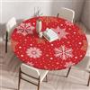 Treer Tovaglia Rotondo Antimacchia, Rosa Giorno di Natale Mollettone Tavolo Rotondo con Bordo Eelastico, Lavabile Tavole Copritavolo Tovaglia Tonda per Capodanno, Natale (110cm,Fiocco di Neve)