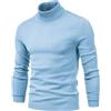 HUANZHI Dolcevita da uomo, casual, tinta unita, dolcevita invernale, morbido dolcevita da uomo, dolcevita da uomo, Azzurro, XXL
