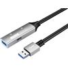 PremiumCord Cavo Prolunga USB Attivo con Ripetitore 15m, USB A Femmina a Maschio, USB 3.2 Gen 1 Super Speed 5 Gbit/s, 2x Schermato, AWG20/28, Involucro in Alluminio, Colore Nero, Lunghezza 15m