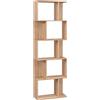 HOMCOM Scaffale Libreria Versatile a 5 Ripiani, Salvaspazio a Forma di S in Legno con Divisorio, 60x24x184.5 cm, Color Legno| Aosom Italy