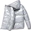 Tobysper Giacca invernale da uomo con bolle, trapuntata, piumini lucidi, tinta unita, colletto alto, giacca termica in tinta unita, cappotti invernali, per il tempo libero, casual, parka, argento, XL