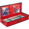 Relaxdays Contenitore Carta Regalo, Scatola Scomparti Porta Rotoli, Nastri, Palline, Addobbi Natale e Feste, Rosso Nero