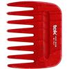 Tek pettine afro per capelli in legno di frassino, colore rosso - Handmade in Italy
