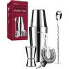 INNÔPLUS Shaker per cocktail, shaker per cocktail da 800 ml, set da 6 pezzi, kit shaker per cocktail con colino, doppio misurino, cucchiaio da bar, set Boston Shaker Bartender Maker Martini